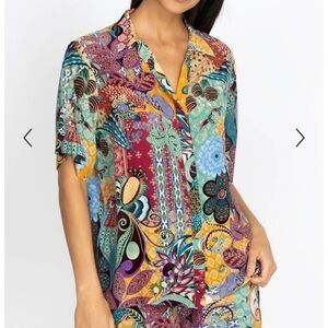 Johnny Was size Large. 100% silk shirt and shorts 2pc set. Never worn.
